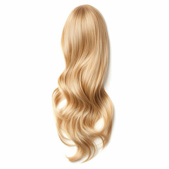 Naklejka premium Blonde Hair Extension Isolated on White Background, hairpiece, wig, long hair, wavy hair, hair salon