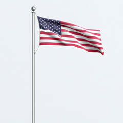 Obraz premium American Flag Waving in the Wind, USA flag, stars and stripes, waving flag, flagpole, patriotic