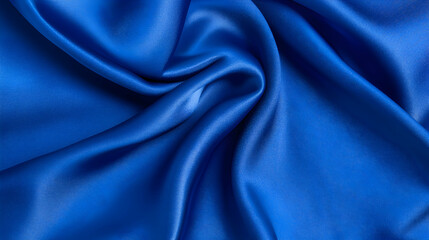 Fototapeta premium Blue Satin Fabric Draped Texture, background, folds, wrinkles, smooth, silky