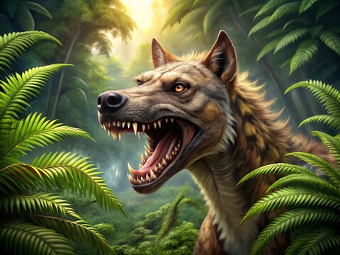 Captivating Epicyon Portrait: A Stunning Representation of an Ancient Canine Predator in a Natural Habitat