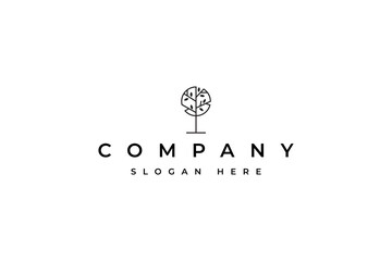 tree logo with minimalist monoline line art outline design style