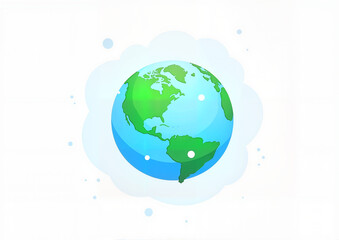 Illustration of planet Earth with continents and clouds