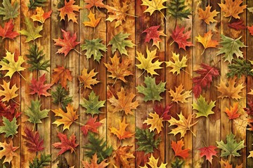 Background of seamless repeatable autumn camouflage wood pattern
