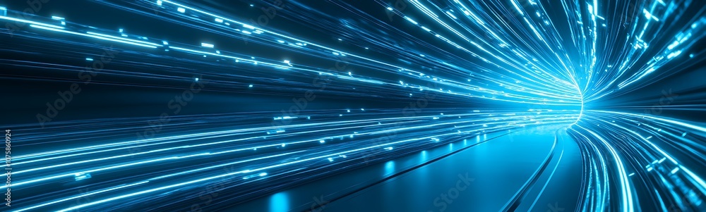 Aufkleber an abstract representation of bright blue light trails, conveying a sense of speed and motion in a f