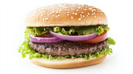 A classic hamburger with fresh lettuce, tomato,