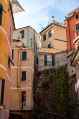 Fototapeta premium Views along Via Roma in the heart of Vernazza.