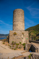 Ruins of Doria Castle and tower in the heart of Vernazza.