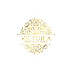 Luxury hotel label template. Trendy vintage royal ornament frames illustration.
