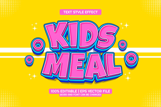 3d Kids Meal Cartoon Editable Text Effect