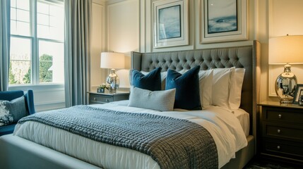A contemporary bedroom design with a focus on simplicity,