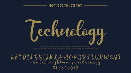 Technology Font Stylish brush painted an uppercase vector letters, alphabet, typeface