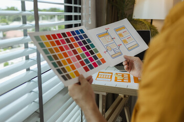 A web developer is analyzing data from his ideas to develop the structure and components of a digital product that best meets the needs of users, ux, ui, interface, experience