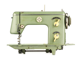 One vintage sewing machine isolated on white