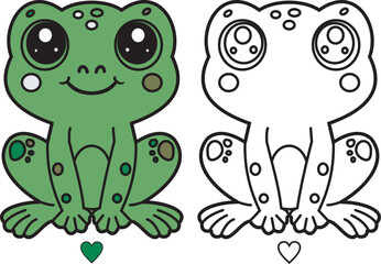 Minimalist frog coloring page with lines