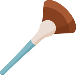 Colorful makeup brush for cosmetic application and beauty care. Flat cartoon design emphasizes hygiene and fashion in spa treatments. Suitable for beauty skincare product promotions.