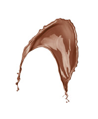 Splash of chocolate milkshake in air on white background