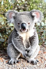 Naklejka premium Baby cub Koala isolated on white background , isolated on white background, , copy space, copy space for text,