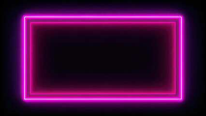 Neon rectangle frame with two tone pink color on black background, neon, rectangle, border, frame