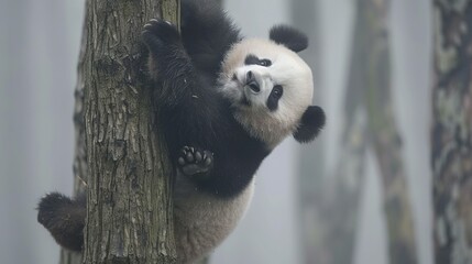 Obraz premium Chengdu Research Center: A Giant Panda's Favorite Tree Spot