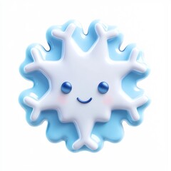 Cute 3D Cartoon Snowflake Icon on White Background