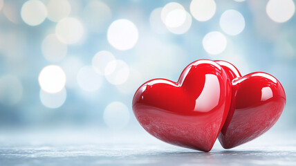 Fototapeta premium Romantic red hearts symbolize love and affection during Valentine's Day celebrations