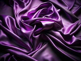 Fototapeta premium Elegant Drapery of Vibrant Purple Silk Against a Dark Background, Showcasing Smooth Textures and Graceful Folds Illuminated by Soft Lighting for Stunning Visual Appeal