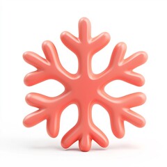 Isolated White 3D Snowflake Icon on Plain Background