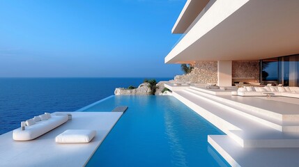 Fototapeta premium unique contemporary house with pool by the sea