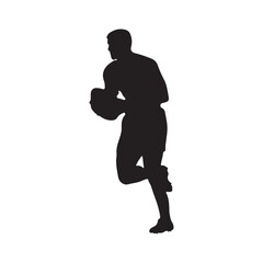 isolated silhouettes of rugby player, Rugby sports athlete silhouettes. Good use for symbol, logo, mascot, icon, sign