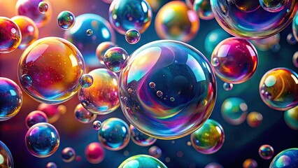 Colorful liquid bubbles floating in the air, bubbles, vibrant, colorful, liquid, creativity, abstract, background,floating