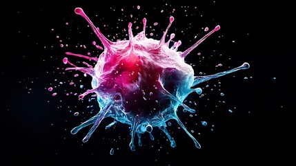 Obraz premium Vibrant 3D Visualization of Immune Cell Structures and Reactions