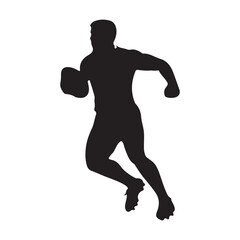 isolated silhouettes of rugby player, Rugby sports athlete silhouettes. Good use for symbol, logo, mascot, icon, sign