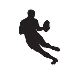 isolated silhouettes of rugby player, Rugby sports athlete silhouettes. Good use for symbol, logo, mascot, icon, sign