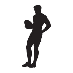 isolated silhouettes of rugby player, Rugby sports athlete silhouettes. Good use for symbol, logo, mascot, icon, sign