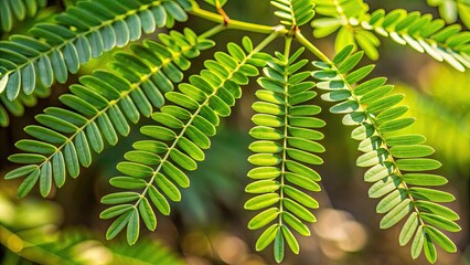 Closeup of Prosopis tree leaves against a natural background, prosopis, tree, leaves, closeup, nature, background, green
