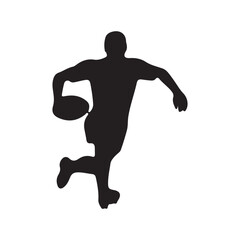 isolated silhouettes of rugby player, Rugby sports athlete silhouettes. Good use for symbol, logo, mascot, icon, sign