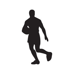 isolated silhouettes of rugby player, Rugby sports athlete silhouettes. Good use for symbol, logo, mascot, icon, sign