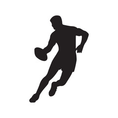 isolated silhouettes of rugby player, Rugby sports athlete silhouettes. Good use for symbol, logo, mascot, icon, sign