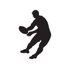 isolated silhouettes of rugby player, Rugby sports athlete silhouettes. Good use for symbol, logo, mascot, icon, sign