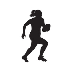 isolated silhouettes of rugby player, Rugby sports athlete silhouettes. Good use for symbol, logo, mascot, icon, sign