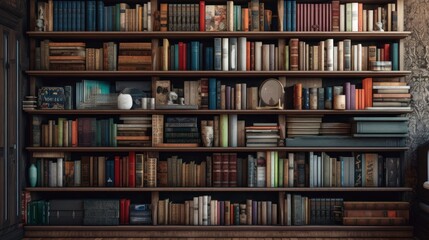A bookshelf filled with various books