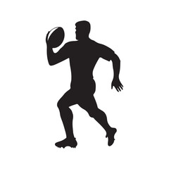 isolated silhouettes of rugby player, Rugby sports athlete silhouettes. Good use for symbol, logo, mascot, icon, sign