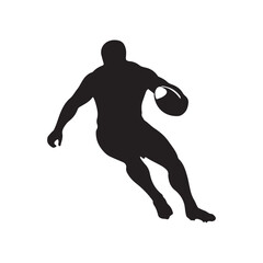 isolated silhouettes of rugby player, Rugby sports athlete silhouettes. Good use for symbol, logo, mascot, icon, sign