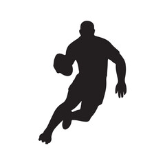 isolated silhouettes of rugby player, Rugby sports athlete silhouettes. Good use for symbol, logo, mascot, icon, sign
