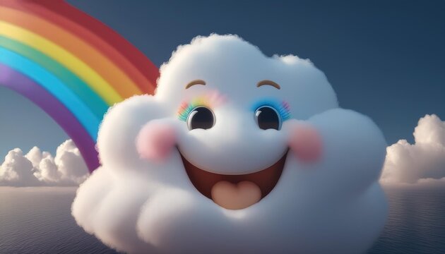 teddy bear in the sky with rainbo