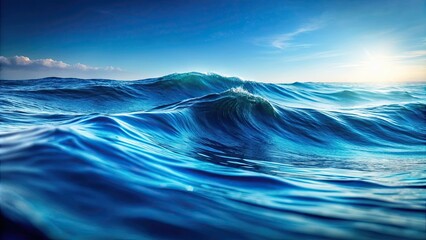 Fototapeta premium Abstract blur of ocean waves with gradient shades of blue, ocean waves, blur, abstract, gradient, blue, sea, water, nature