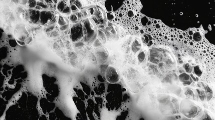 white sea foam  on black background