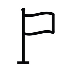 Obraz premium Black flag outline vector icon, Vector illustration of a black flag outline on a pole, featuring a simple and minimalist design, isolated on white background. 