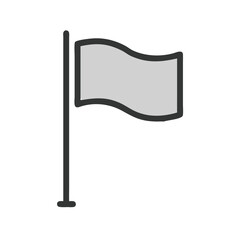 Fototapeta premium Minimalist vector flag icon outline design, Vector icon of a plain flag in gray outline style, featuring a simple and minimalist design on a flagpole. 