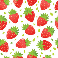Fresh strawberry fruit seamless pattern